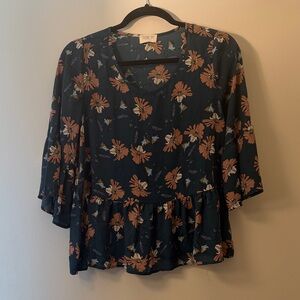 Sienna Sky Navy and Mauve Floral Blouse